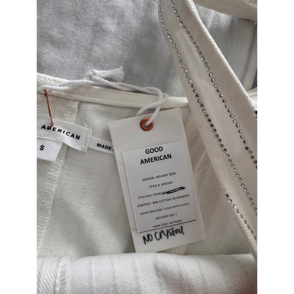 Good American | NWT White Jeweled Denim Shift Dress Size 2 RARE - Picture 9 of 12